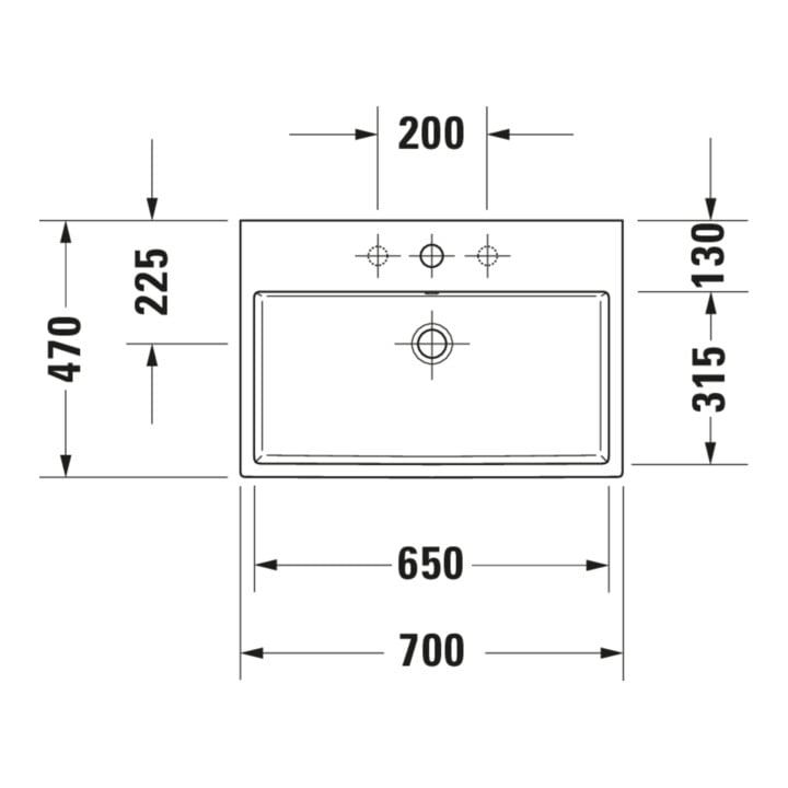 Duravit Möbelwaschtisch Vero Air 70x47cm, we, m HL, o ÜL, m Hahnlochbank