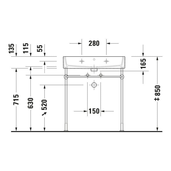 Duravit Möbelwaschtisch Vero Air 70x47cm, we, o. HL, ÜL, mit Hahnlochbank