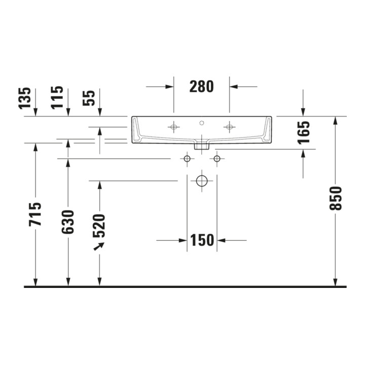 Duravit Möbelwaschtisch Vero Air 70x47cm, we, o. HL, ÜL, mit Hahnlochbank