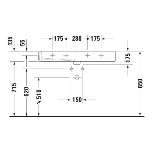 Duravit Möbelwaschtisch Vero m HL, ÜL, Hahnlochbank, 100x47cm, weiß