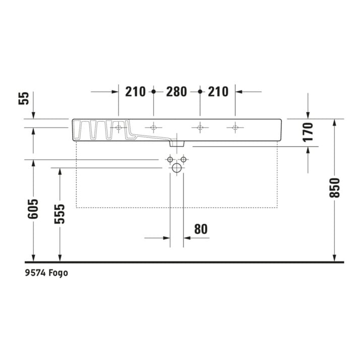 Duravit Möbelwaschtisch Vero m HL, ÜL, Hahnlochbank, 125x49cm, weiß