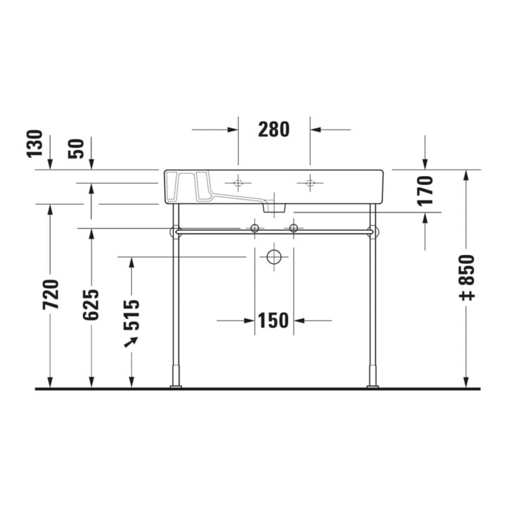 Duravit Möbelwaschtisch Vero m HL, ÜL, Hahnlochbank, 85x49cm, weiß