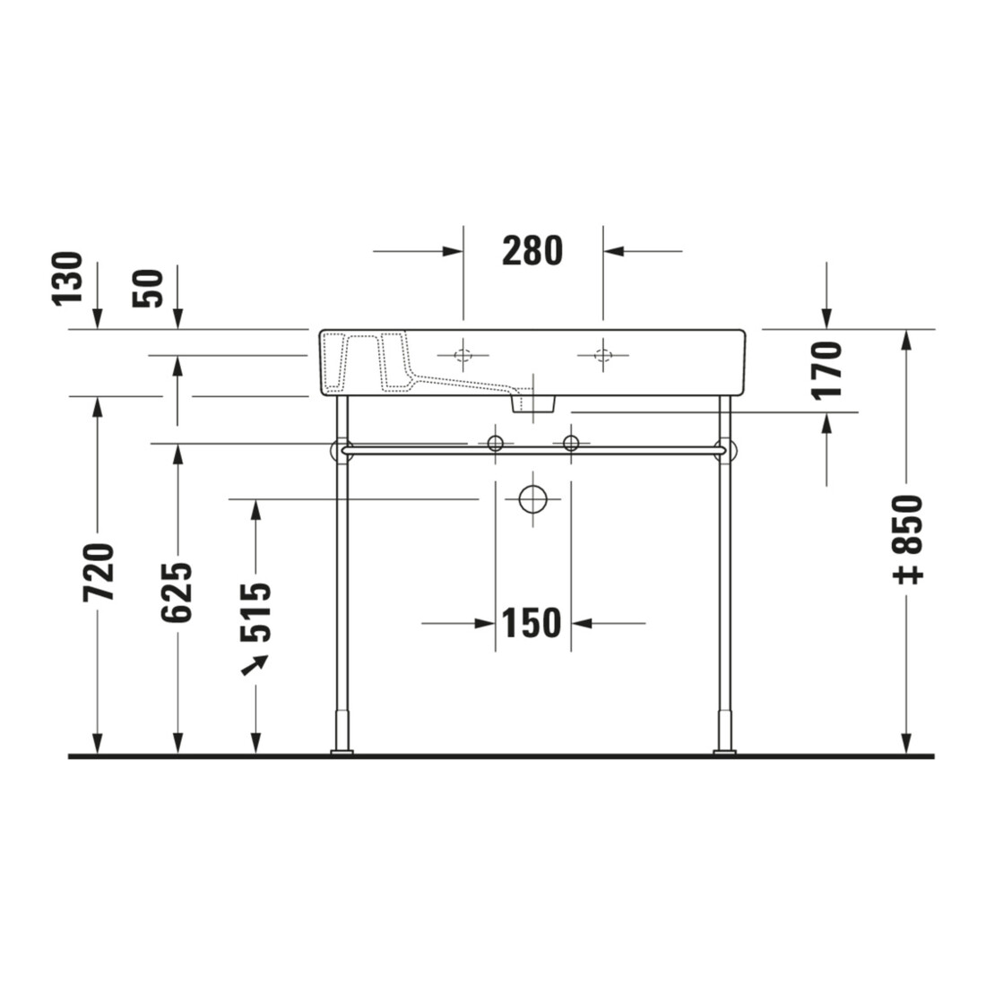 Duravit Möbelwaschtisch Vero m HL, ÜL, Hahnlochbank, 85x49cm, weiß