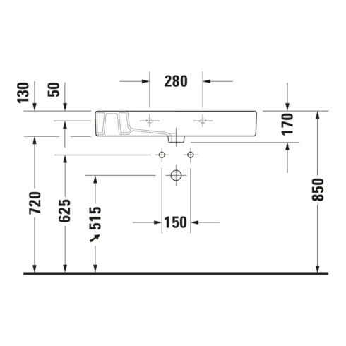 Duravit Möbelwaschtisch Vero m HL, ÜL, Hahnlochbank, 85x49cm, weiß