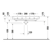 Duravit No. 1 Meuble lavabo 100x46 cm, avec trop-plein, tablette mitigeur, blanc-4