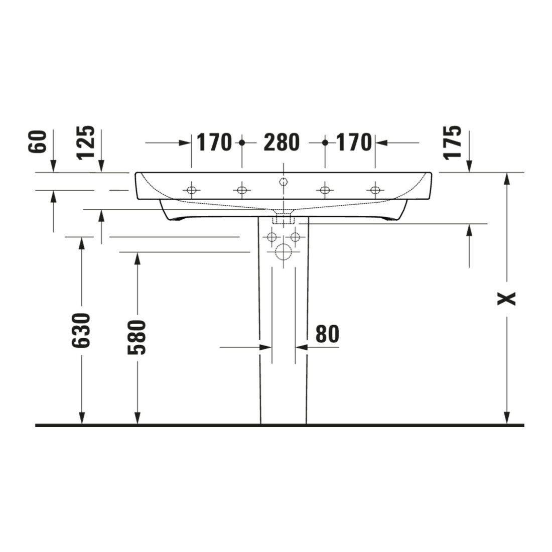 Duravit No. 1 Meuble lavabo 100x46 cm, avec trop-plein, tablette mitigeur, blanc