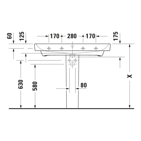 Duravit No. 1 Meuble lavabo 100x46 cm, avec trop-plein, tablette mitigeur, blanc