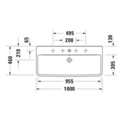 Duravit No. 1 Möbelwaschtisch 100x46cm, m HL, ÜL, Hahnlochbank, weiß-2