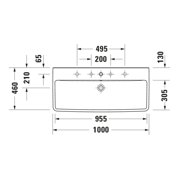 Duravit No. 1 Möbelwaschtisch 100x46cm, m HL, ÜL, Hahnlochbank, weiß
