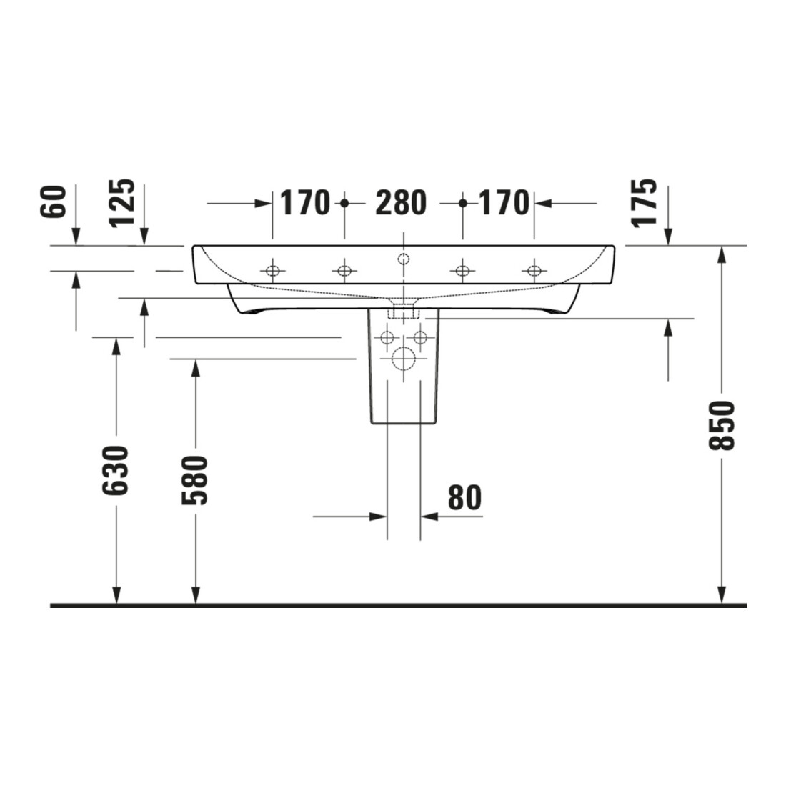 Duravit No. 1 Möbelwaschtisch 100x46cm, m HL, ÜL, Hahnlochbank, weiß