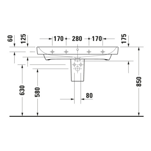Duravit No. 1 Möbelwaschtisch 100x46cm, m HL, ÜL, Hahnlochbank, weiß