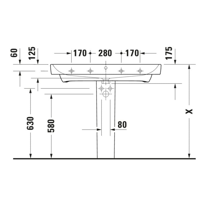 Duravit No. 1 Möbelwaschtisch 100x46cm, m HL, ÜL, Hahnlochbank, weiß