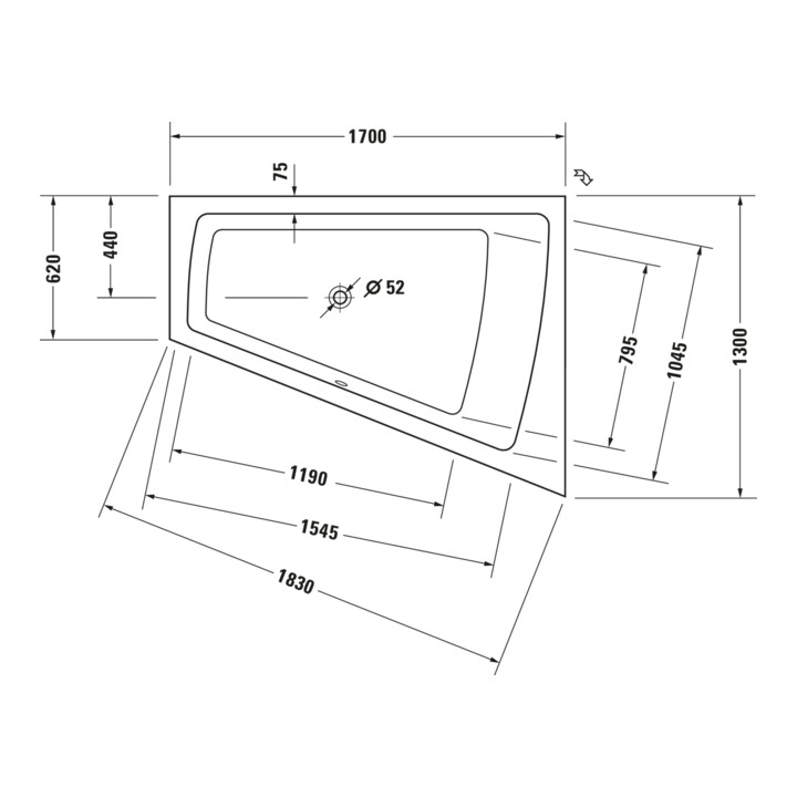 Duravit Paiova baignoire balnéo 170x130 cm, Combi E, EB-Vers, 1 RS R, blanc