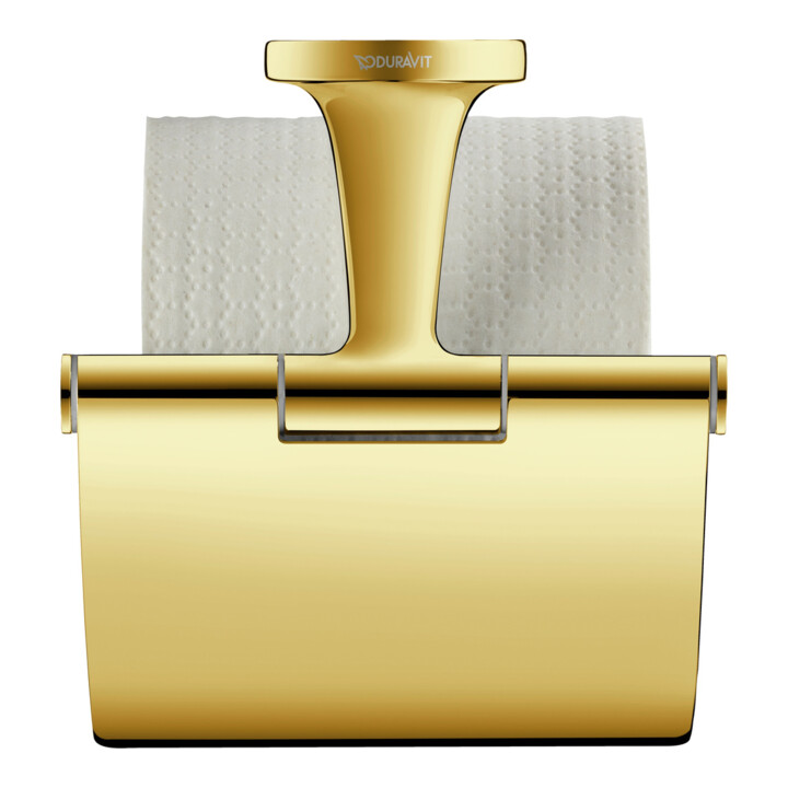 Duravit Papierrollenhalter Starck T 12,5x8,3cm, mit Deckel, Gold poliert