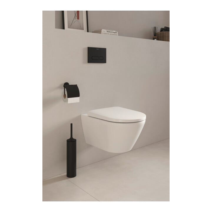 Duravit Papierrollenhalter Starck T 12,5x8,3cm, mit Deckel, schwarz matt