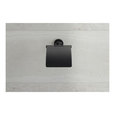 Duravit Papierrollenhalter Starck T 12,5x8,3cm, mit Deckel, schwarz matt