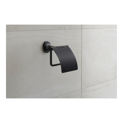 Duravit Papierrollenhalter Starck T 12,5x8,3cm, mit Deckel, schwarz matt