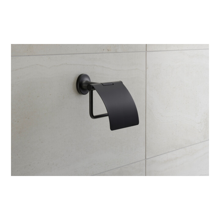 Duravit Papierrollenhalter Starck T 12,5x8,3cm, mit Deckel, schwarz matt