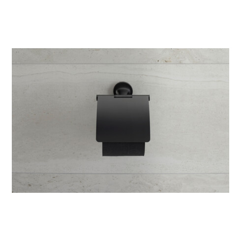 Duravit Papierrollenhalter Starck T 12,5x8,3cm, mit Deckel, schwarz matt