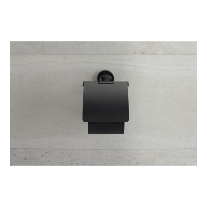Duravit Papierrollenhalter Starck T 12,5x8,3cm, mit Deckel, schwarz matt