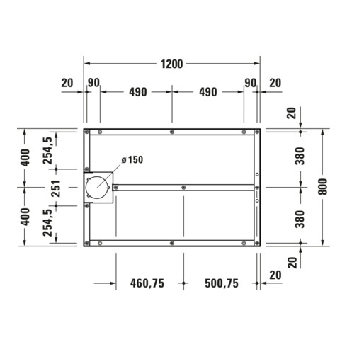 Duravit Pied 120x80 cm, hauteur réglable de 8 à 10 cm