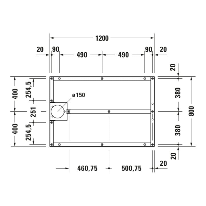 Duravit Pied 120x80 cm, hauteur réglable de 8 à 10 cm