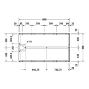 Duravit Pied 160x90 cm, réglable en hauteur de 8 à 10 cm-4