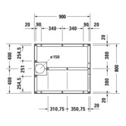 Duravit Pied 90x80 cm, hauteur réglable de 8 à 10 cm-4