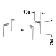 Duravit Pied de socle Sivida 4 pces, au sol, pour meuble sous lavabo, chrome-2