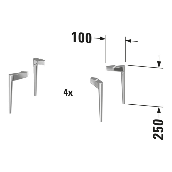 Duravit Pied de socle Sivida 4 pces, au sol, pour meuble sous lavabo, chrome