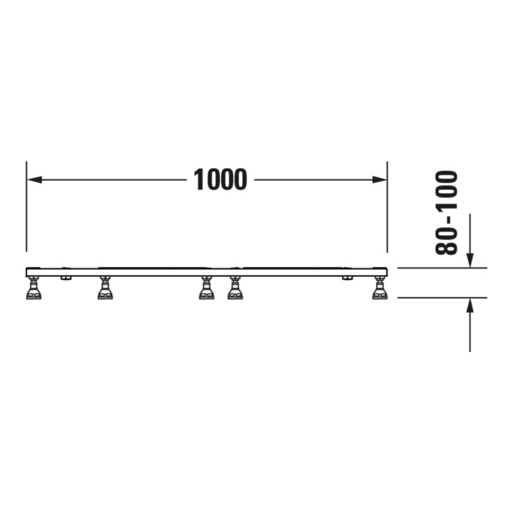 Duravit Pied de support 100x80, réglable en hauteur de 8 à 10 cm