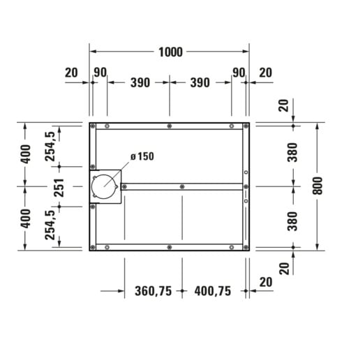 Duravit Pied de support 100x80, réglable en hauteur de 8 à 10 cm