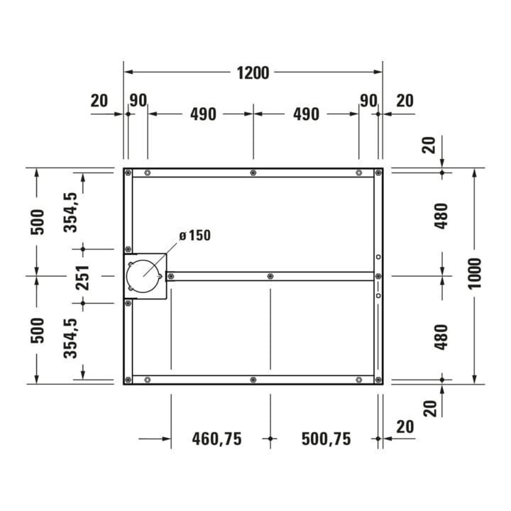 Duravit Pied de support 120x100 cm, réglable en hauteur de 8 à 10 cm