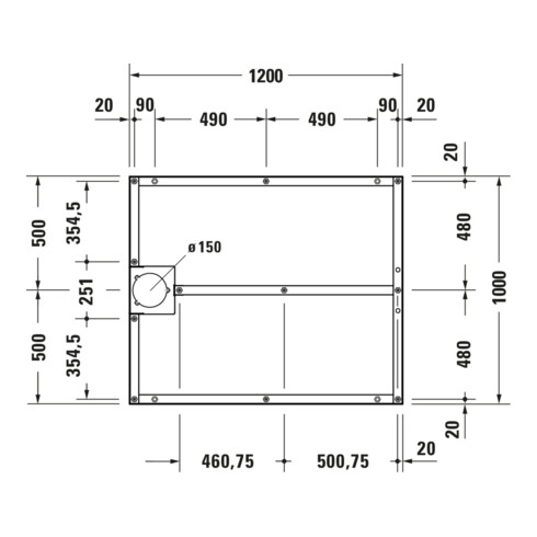 Duravit Pied de support 120x100 cm, réglable en hauteur de 8 à 10 cm