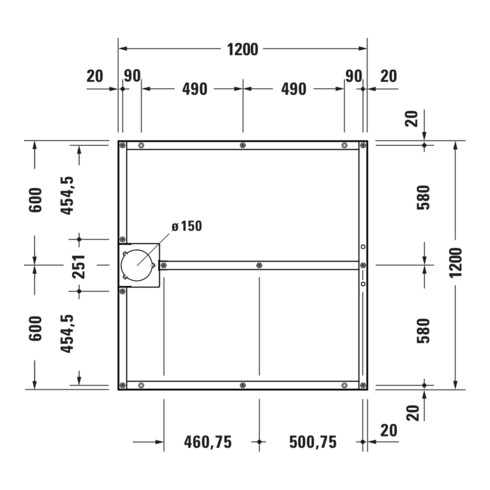 Duravit Pied de support 120x120 cm, hauteur réglable 8-10 cm