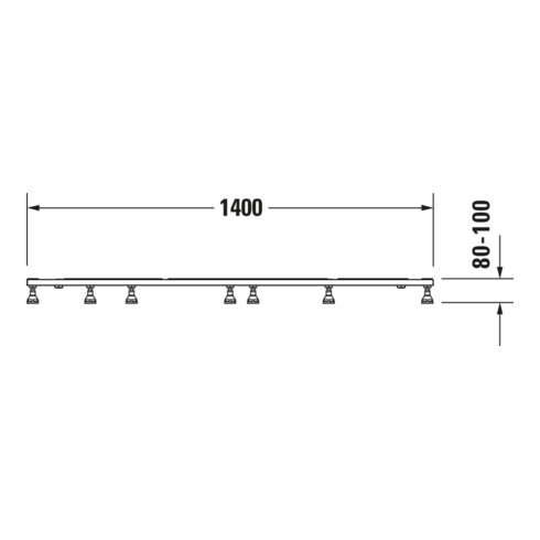 Duravit Pied de support 140x80 cm, hauteur réglable 8-10 cm