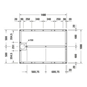 Duravit Piètement 140x100 cm, hauteur réglable de 8-10 cm-3