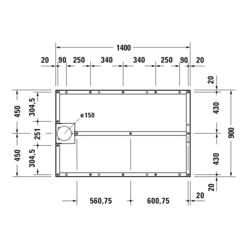 Duravit Piètement 140x90 cm, hauteur réglable de 8 à 10 cm