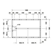 Duravit Piètement 140x90 cm, hauteur réglable de 8 à 10 cm-4
