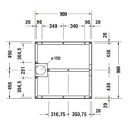 Duravit Piètement 90x90 cm, réglable en hauteur de 8-10 cm-3