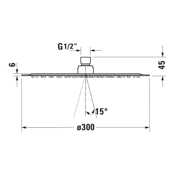 Duravit Pomme de tête 1jet 300 d 300 mm, raccord fileté G 1/2, or poli