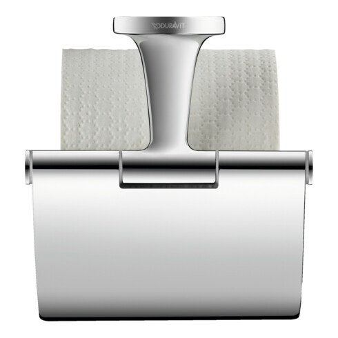 Duravit Porte-papier toilette Starck T 12,5x8,3 cm, avec couvercle, chrome