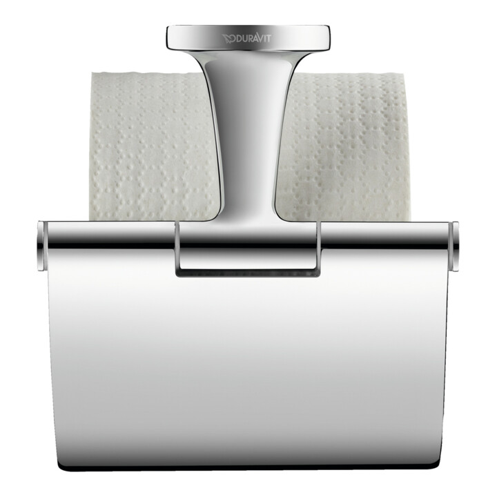 Duravit Porte-papier toilette Starck T 12,5x8,3 cm, avec couvercle, chrome