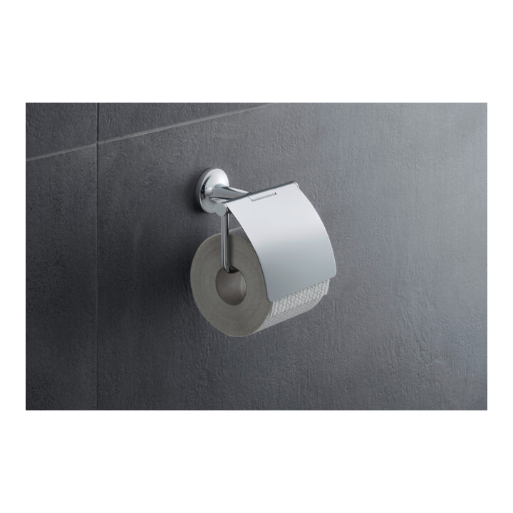 Duravit Porte-papier toilette Starck T 12,5x8,3 cm, avec couvercle, chrome