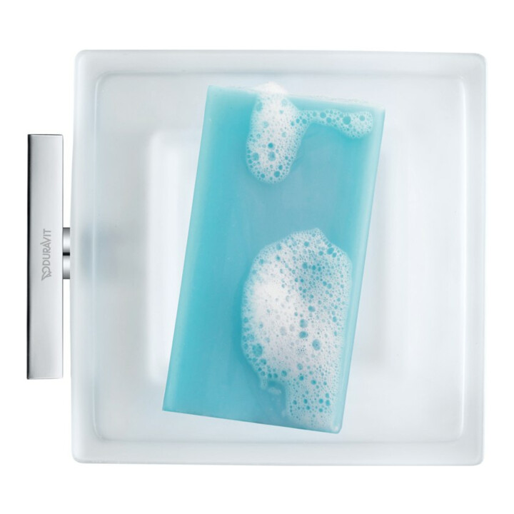 Duravit Porte-savon Karree 11,5x12,2 cm, blanc mat, support chrome