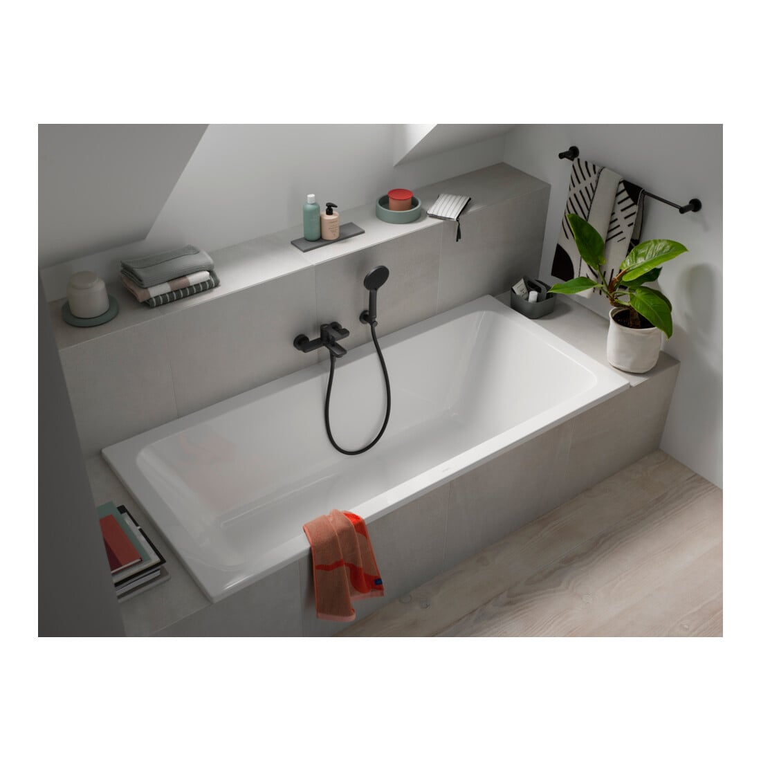 Duravit Porte-serviette D-Code 84,8x4,8x8 cm, noir mat, mural