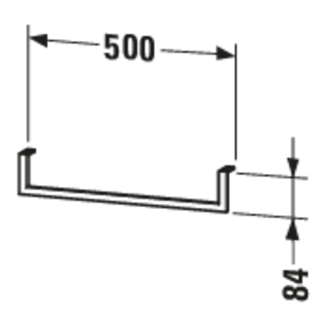 Duravit Porte-serviettes 8,4x50cm, tube carré 14mm, chrome