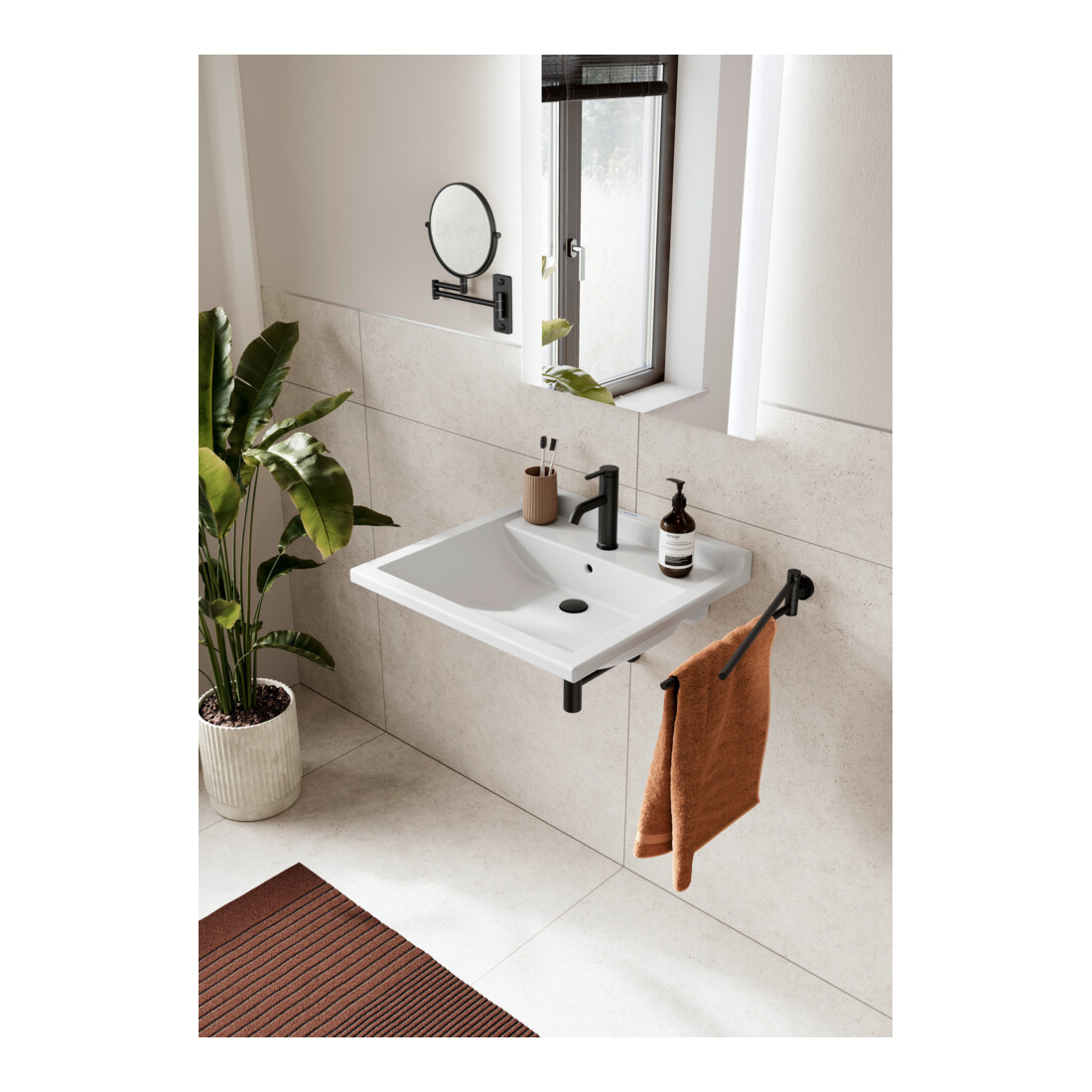 Duravit Porte-serviettes D-Code 5x9x44,7 cm, 2 bras, pivotant, noir mat