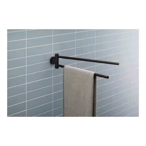 Duravit Porte-serviettes D-Code 5x9x44,7 cm, 2 bras, pivotant, noir mat