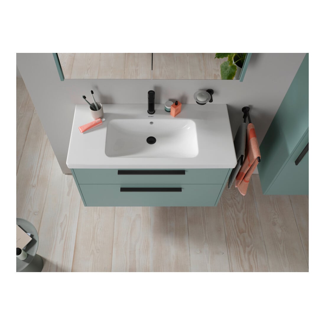 Duravit Porte-serviettes D-Code 5x9x44,7 cm, 2 bras, pivotant, noir mat